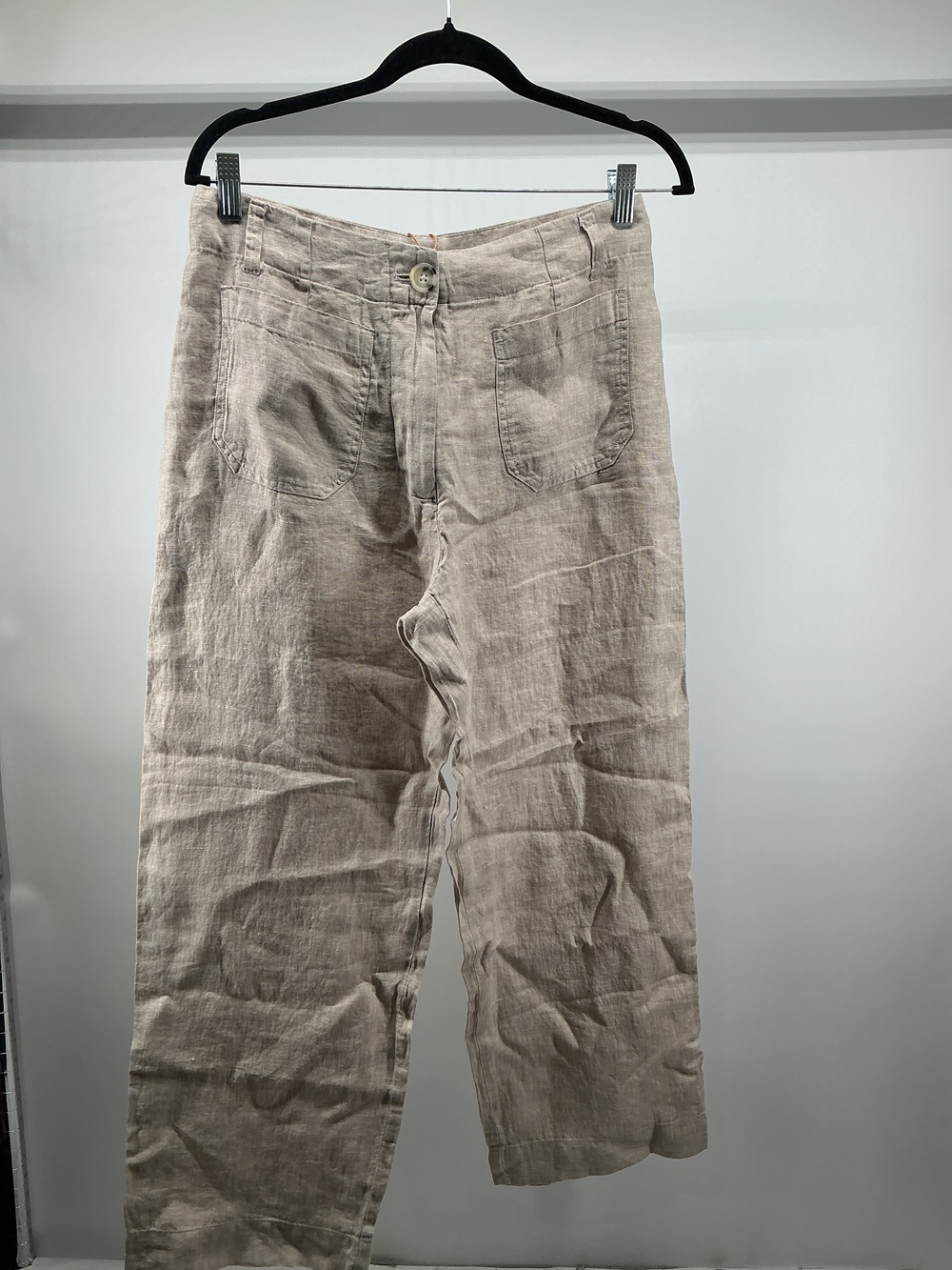 100% European Linen Patch Pocket Wide Leg Pants - 28"